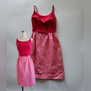 50s 60s vintage pink Brocade velvet wiggle dress 25w